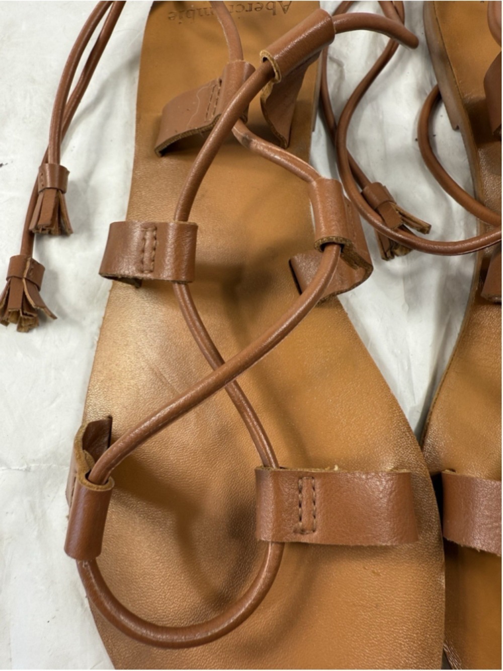 Abercrombie & Fitch Lace Up Gladiator Sandals size 6.5 Brown Strappy Cottagecore - Picture 11 of 15